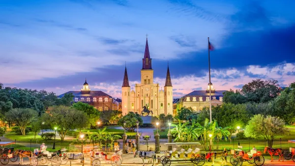 Nighttime view of Jackson Square in New Orleans, Louisiana.