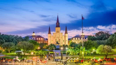 Nighttime view of Jackson Square in New Orleans, Louisiana.