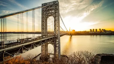 View of George Washington Bridge between New York and New Jersey again sunrise or sunset sky