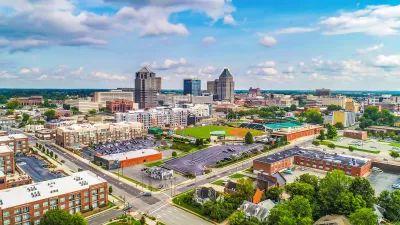 Aerial view of Greensboro, North Carolina skyline.