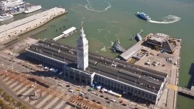 Aerial view of San Francisco Ferry Building in San Francisco, California.
