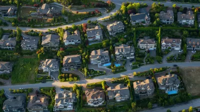 Aerial view of large single-family homes in Vancouver, BC suburb