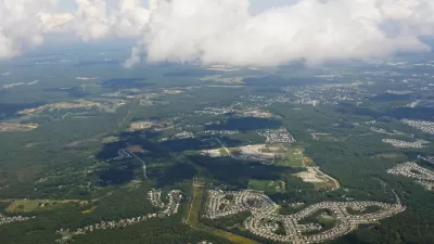Aerial view of Arlington County, Virginia from an airplane.