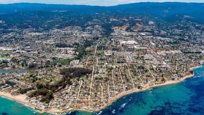 Aerial view of coastal town of Santa Cruz, California.