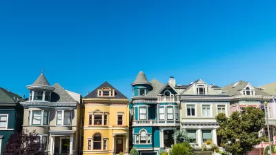 Row of colorful 'Painted Ladies' Victorian homes in San Francisco, California.