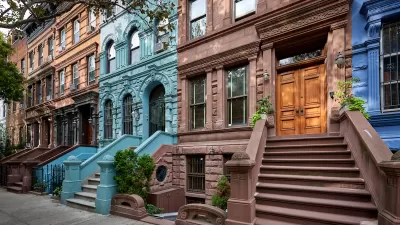 Colorful historic brownstones in New York City