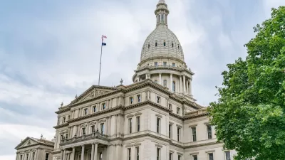 Michigan state capitol dome in Lansing, Michigan.