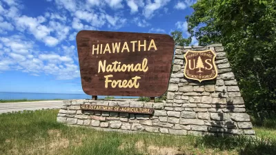 Hiawatha National Forest sign near Brevort, Michigan.
