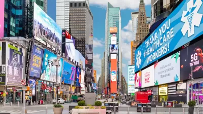 Times Square in New York City empty during the Covid-19 pandemic.