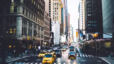 Traffic congestion on New York City street.