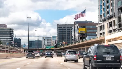 Traffic on a highway in Dallas, Texas.