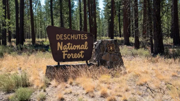 Sign for Deschutes National Forest in Oregon.