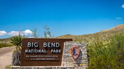 Entrance sign for Big Bend National Park, West Texas.