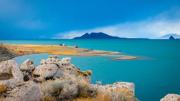 Turquoise blue Pyramid Lake near Reno, Nevada.