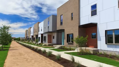 Row of new contemporary rowhouses in Austin, Texas