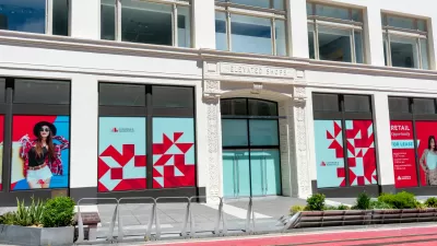 Vacant storefront in historic building on Powell Street in San Francisco, California