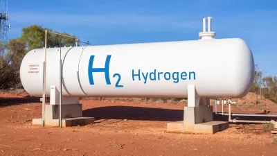 White hydrogen tank.