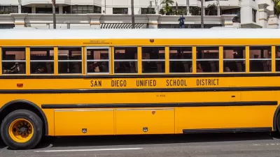 Yellow San Diego Unified School District school bus.