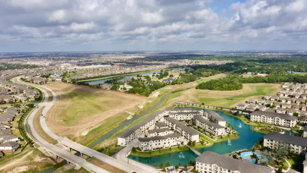 Aerial view of neighborhoods in Katy, Texas.