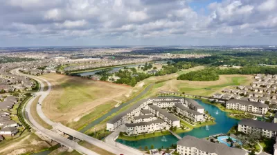Aerial view of neighborhoods in Katy, Texas.