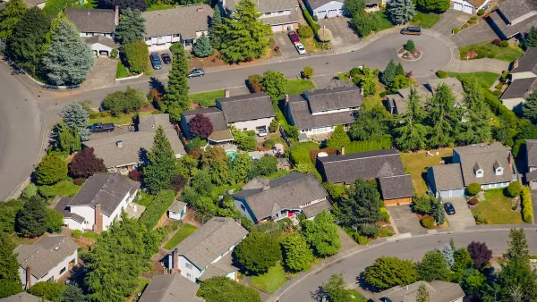 Aerial view of single-family homes in Issaquah, Washington.