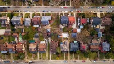 Bird's eye view of single-family homes in Pittsburgh, Pennsylvania.