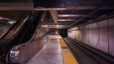 Empty Muni underground train platform