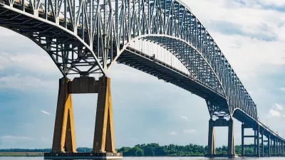 View from under Francis Scott Key Bridge in Baltimore, MD.