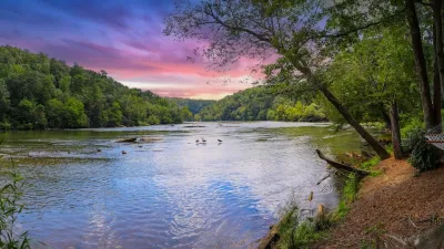 Colorful sunset view over Chattahoochee River in Georgia.