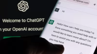 close-up of person using ChatGPT app on mobile phone.