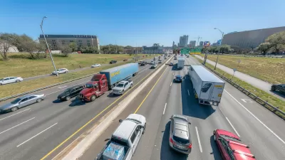 View of traffic on Interstate 35 in Austin, Texas.