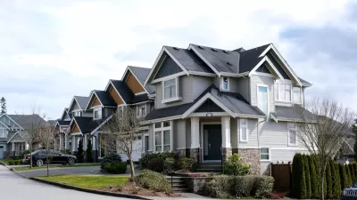 Two-story homes on residential street in Surrey, British Columbia, Canada.