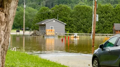 Flooded street in rural Vermont.