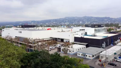 Aerial view of Television City complex in Los Angeles, California.