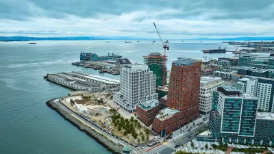 Aerial view of Mission Rock development in San Francisco, California.
