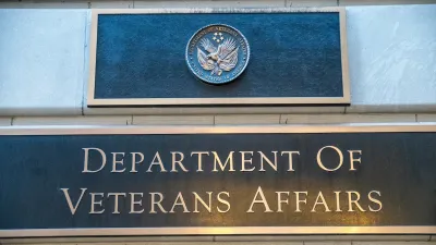 Plaque with 'Department of Veterans Affairs' below plaque with seal.
