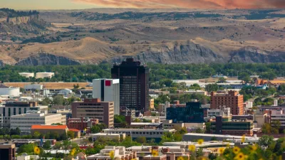 Downtown Billings, Montana with mountains in background.