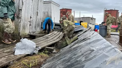 National Guard troops clearing storm debris in Newtok, Alaska