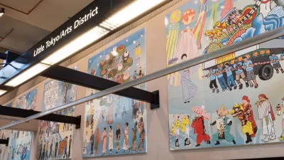 Mosaic mural at Little Tokyo/Arts District transit station in downtown Los Angeles.