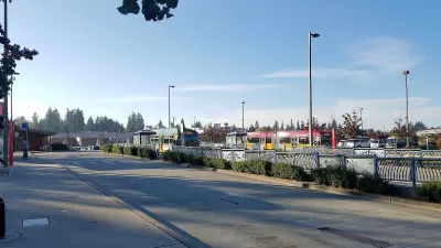 Bus terminal at Aurora Village Transit Center in Shoreline, Washington.