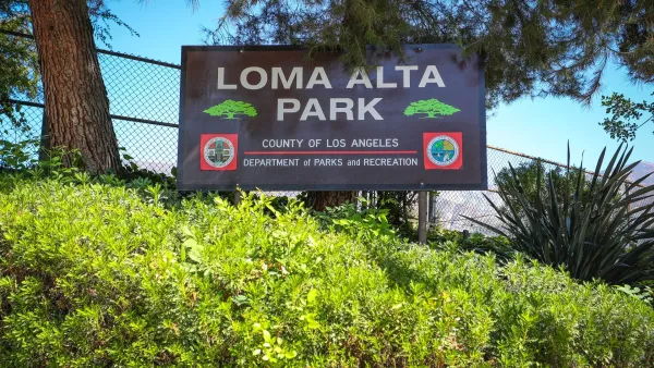 Sign for Loma Alta Park in Altadena, Los Angeles County.