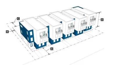 A rendering shows key features of the zoning code for a mid-rise apartment building.