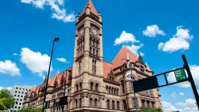 The exterior of Cincinnati City Hall on a sunny day.