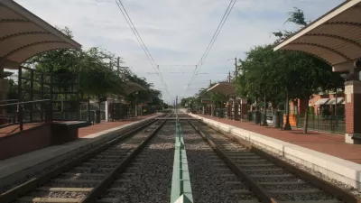 Image of train tracks at Plano, Texas train station