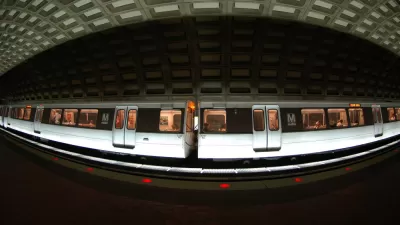 fisheye photo of DC subway in station