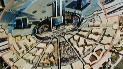 Still image of EPCOT city concept from Disney's 1966 promotional film