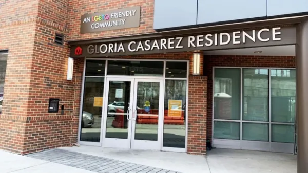 Front entrance of Gloria Casarez Residence supportive housing facility in Phialdelphia, Pennsylvania.