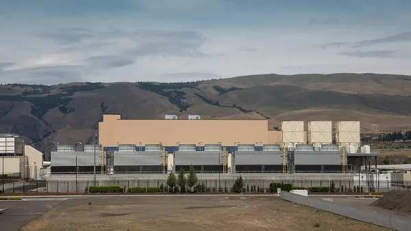 Large Google data center building in The Dalles, Oregon.