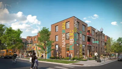 Rendering of National Public Housing Museum in brick building in Chicago, Illinois.