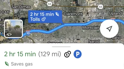 Google maps directions showing "saves gas" route